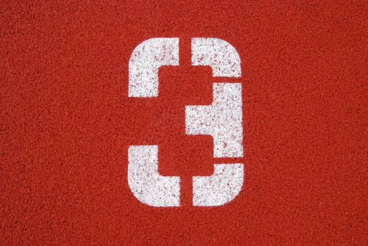 red and white number three