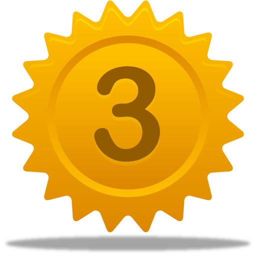The number three in a yellow star