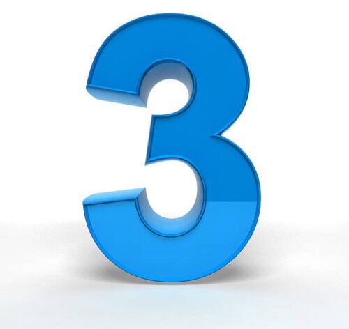 The Number 3 isolated on white