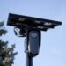 A solar-powered security camera with a clear view.